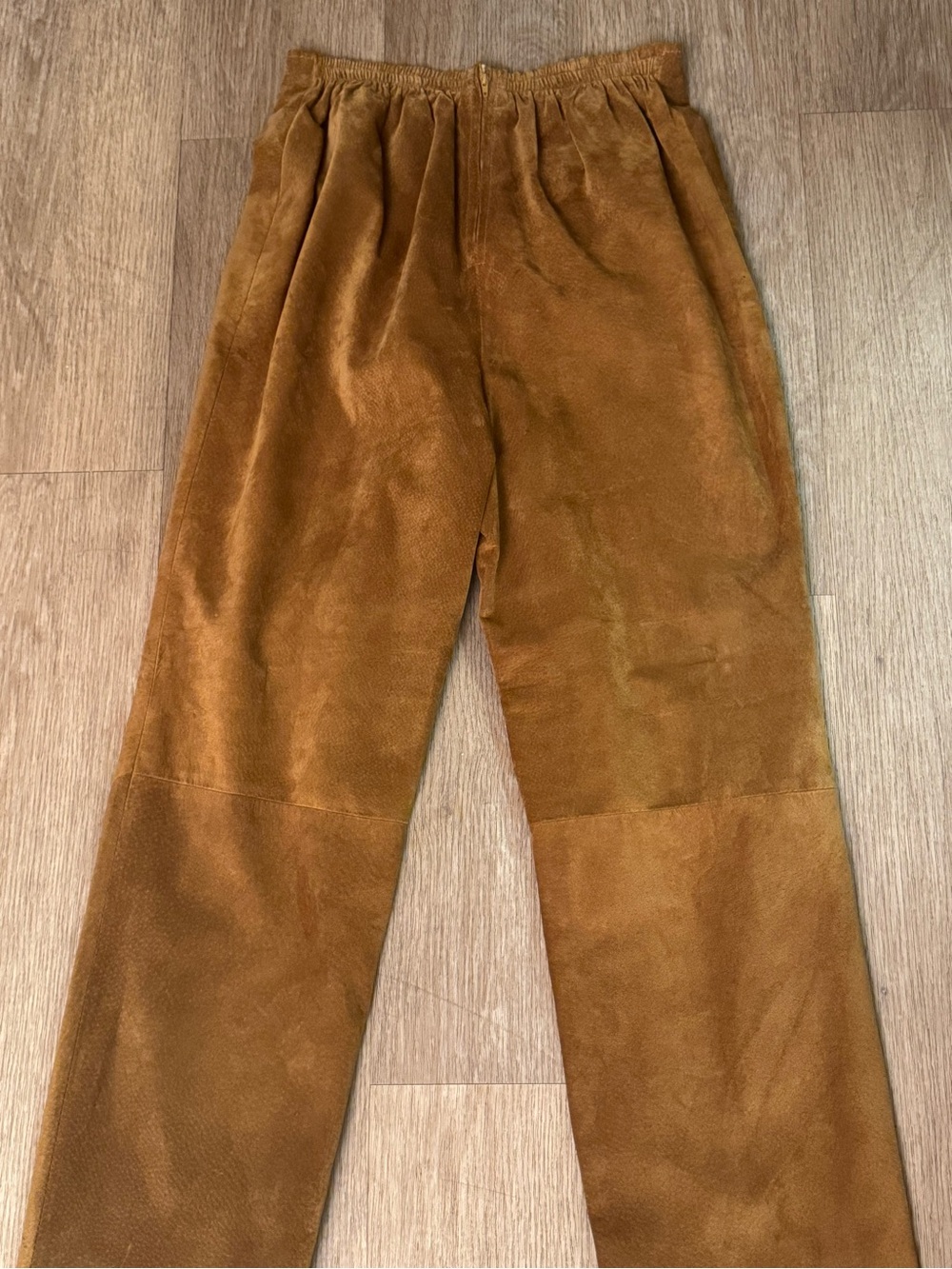 Vintage Double D Ranchwear Suede Leather Pants Elastic Waist Brown Size 10 NWOT
